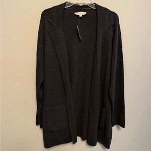 NWT LOFT Long Dark Grey Cardigan Size XL